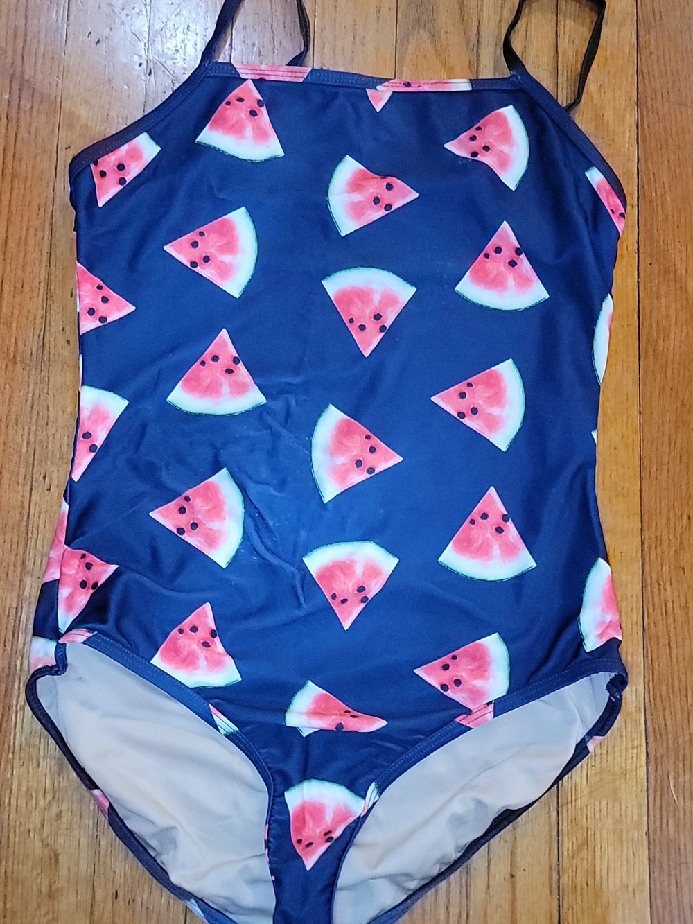 Source Unknown Navy One-Piece Swimsuit with Pink Watermelon Print